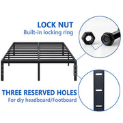 NEW JETO Metal Bed Frame,Queen Size Bed Frame with Storage Space,14 Inch | Heavy Duty Sturdy Mattress Foundation,Easy Assembly,No Box Spring Needed, Black