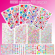 EODIEBN 3228pcs Gems Stickers, Self Adhesive Rhinestone Jewel Gems | Acrylic Gems DIY Craft Decorative Diamond Stickers, Assorted Shapes Jewels Rhinestones Sticker, Gem Sticker Crafts Set