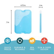Cool Coolers by Fit & Fresh 4 Pack XL Slim Ice Packs, Quick Freeze Space Saving Reusable Ice Packs for Lunch Boxes or Coolers