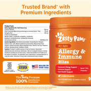 Zesty Paws Dog Allergy Chews - Dog Allergy Relief, Lamb, 90 Ct | Itch Relief for Dogs Soft Chews with Probiotics for Itchy Skin, Ears and Paws
