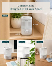 Levoit Top Fill Humidifiers for Bedroom, 2.5L Tank for Large Room, 25dB | Easy to Fill & Clean, Quiet Cool Mist Air Humidifier for Home Baby Nursery & Plants, Auto Shut-off for Safety, 25H Lasting