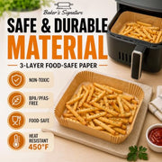 Air Fryer Liners Disposable, Unbleached Parchment Paper Baking Liners | Non-Stick, Oil-Proof, Fits 5-8 Qt Baskets, Heat Safe to 450F, BPA-Free & PFAS-Free for Ninja, Cosori, Instant Pot