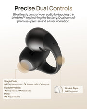 SHOKZ OpenDots 2 Open-Ear Clip-On Earbuds, Black, Dolby Audio, 3 Mics | Rich bass with Dolby Audio; 3-mic clear calls; 40H listening; IP57; Bluetooth 6.1; Travel/City walk/Commuting/Yoga/Pilates