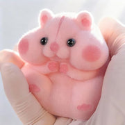 Handmade Taba Squishy Hamster Toy, Cute Squishy Stress Relief Fidget Toy | CUTE SQUEEZE Soft Non-toxic Silicone Butter Cheese Dumpling Squishy, Fuzzy Animal Sensory Toys for Kids Adults, Pink