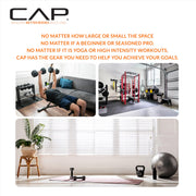 CAP Rubber Coated Dumbbell Weights, Free Weights for Home Gym Strength Training, Anti-Roll Hex Dumbbells with Black, Chrome & Comfort Grip Handles, Pairs & Sets