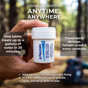 Aquatabs Water Purification Tablets, 397mg 100 Pack, Camping & Emergency | Water Filtration System for Boating, Marine, Survival Kit. Easy-to-use purifier treatment for safe drinking water