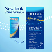 Differin Acne Retinoid Treatment Gel, 0.1% Adapalene, 15g Tube | Over-The-Counter Retinoid, Clears Acne And Prevents Breakouts, Gentle For Sensitive Skin, 30-Day Supply, 15G Tube