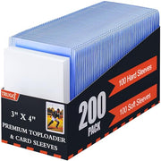 TRUGQ 3"x4" Toploaders Card Protectors,100 Hard Holders + 100 Soft Sleeves | 35PT Standard Size for Baseball, Football & Sports Trading Cards