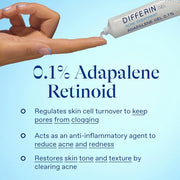 Differin Acne Retinoid Treatment Gel, 0.1% Adapalene, 15g Tube | Over-The-Counter Retinoid, Clears Acne And Prevents Breakouts, Gentle For Sensitive Skin, 30-Day Supply, 15G Tube
