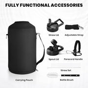 RAYMYLO One Gallon Water Bottle Insulated 128 oz, Stainless Steel | Triple Walled Vacuum (Cold for 48 Hrs), Leak Proof & Non-BPA, Large Water Flask Jug with Paracord Handle & Straw Spout Lids