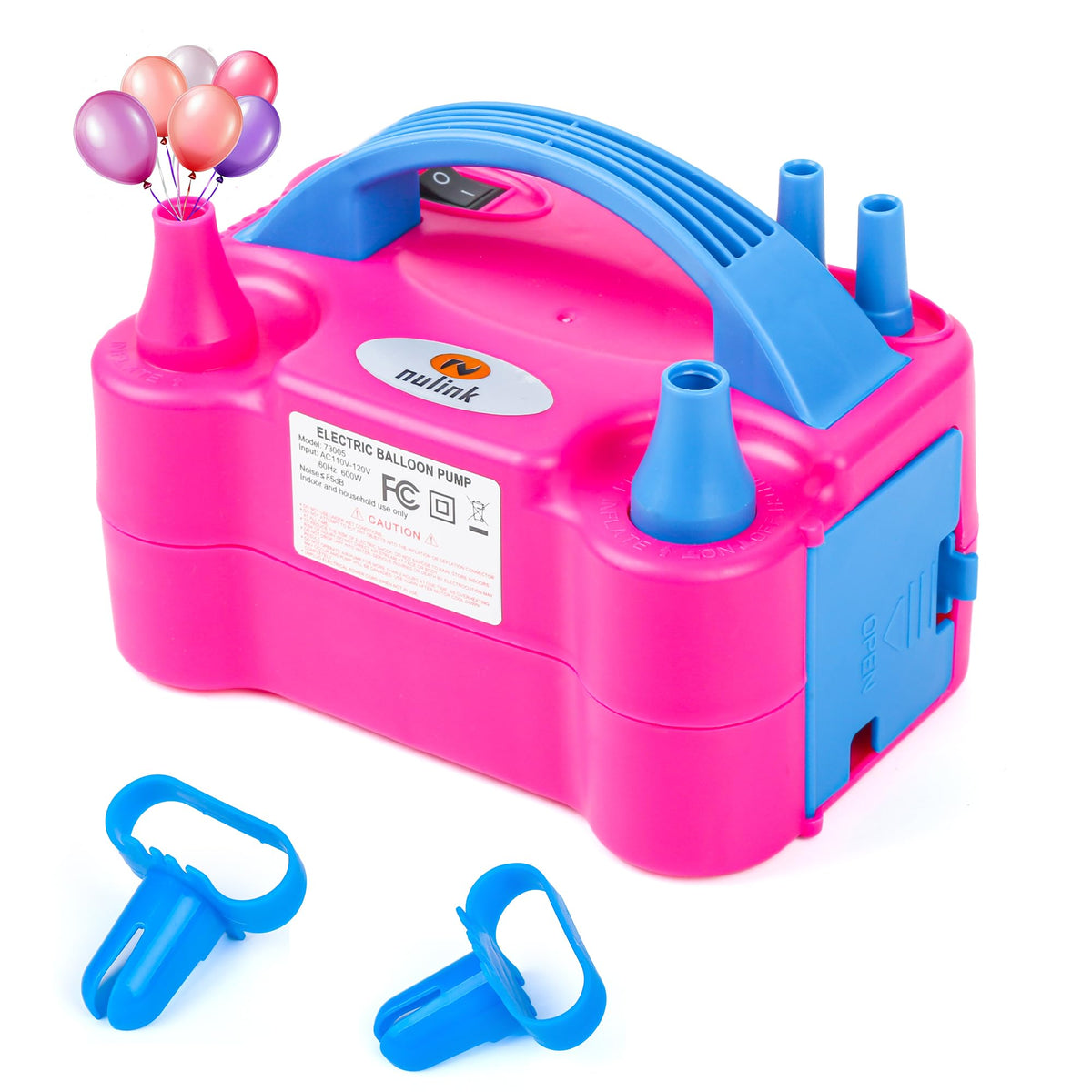Nulink Electric Balloon Pump, Portable Electric Balloon Blower Machine Balloon Air Pump Dual Nozzle 110V 600W Balloon Inflator for Party Decorations