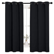 NICETOWN Black Blackout Curtains for Bedroom 42" Wide x 63" Long 2 Panels | Solid Grommet Thermal Insulated Drapes, Noise Reducing, Light Blocking, Room Darkening Decor for Kitchen Window Treatments