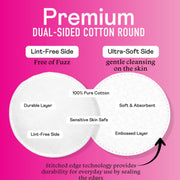Swisspers Premium Cotton Rounds, Dual-Sided, 100 Count (Pack of 3) | Hypoallergenic, Textured Side, Lint-Free Side, Dermatologist-Tested, Chlorine-Free, 300 Total