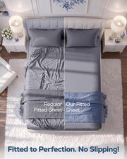 Queen Fitted Sheet, Ultra Soft Fits Up to 15 Inch Deep Pocket, Grey | Hotel Comfort, Cooling & Breathable Cotton like Polyester, Easy Fit, Wrinkle & Fade Resistant, Snug Fit, Easy Care, Oeko-Tex