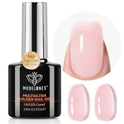 modelones Builder Nail Gel,No Top Coat Needed Builder for Nails Nude | C-Curve Sculpting, Glossy Jelly Finish Cover Nude Pink, No-Wipe, 9-in-One LED Lamp Cured Color Gel Polish for Quick Diy Salon