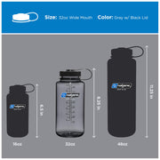 Nalgene 32 oz Wide Mouth Water Bottle, Gray w/ Black Lid | BPA-Free, Durable & Lightweight, Leak Proof, Dishwasher Safe, Large Reusable Plastic Bottle for Hiking, Gym, Work & Travel