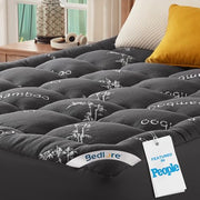 BEDLORE Queen Mattress Topper, Thick Soft Pillow Top Bed Topper | Viscose Bamboo, Stretchable Pockets Fit 6”-18”, Breathable Mattress Topper for Back Pain Relief and Hot Sleepers(Dark Gray)