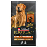 Purina Pro Plan Complete Essentials Chicken & Rice Dry Dog Food, 35 lb Bag | Shredded Blend crunchy kibble with tender pieces, real chicken as the first ingredient, live probiotics for digestive health