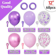 68Pcs Pink and Purple Balloons 12 Inch Metallic Purple Pink Latex Balloon Confetti ballons with Ribbons Party Balloons for Wedding Girls Birthday Baby Shower Decorations.