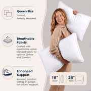 Utopia Bedding Gusset Bed Pillow, Hotel Pillows Queen Size Set of 2, White | Cotton Blended Down alternative pillows for sleeping, soft fluffy cooling comfort for Back, side & stomach sleepers, 2 pack