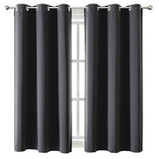 ChrisDowa Blackout Curtains for Bedroom and Living Room 63 Inches Long | 2 Panels Set, Thermal Insulated, Light Blocking, Room Darkening, Grommet, Window Drapes, Dark Grey, 42 x 63 Inch