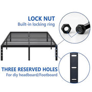 NEW JETO Metal Bed Frame,Queen Size Bed Frame with Storage Space,14 Inch | Heavy Duty Sturdy Mattress Foundation,Easy Assembly,No Box Spring Needed, Black