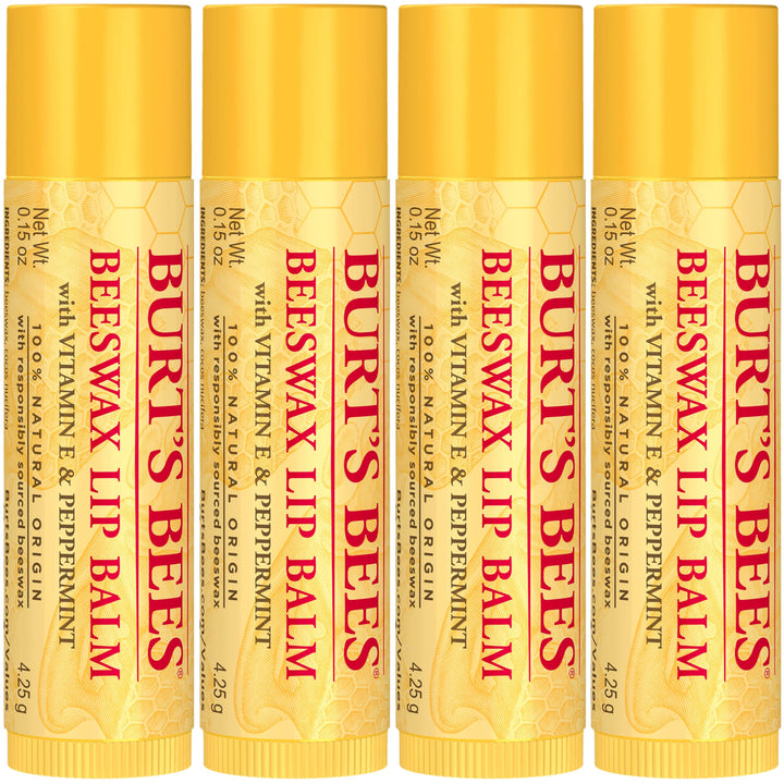 Burt's Bees 100% Natural Moisturizing Lip Balm (Original Beeswax) | Lip Moisturizer with Beeswax, Tint-Free, 100 Percent Natural Origin Conditioning Treatment, Easy to Take Anywhere