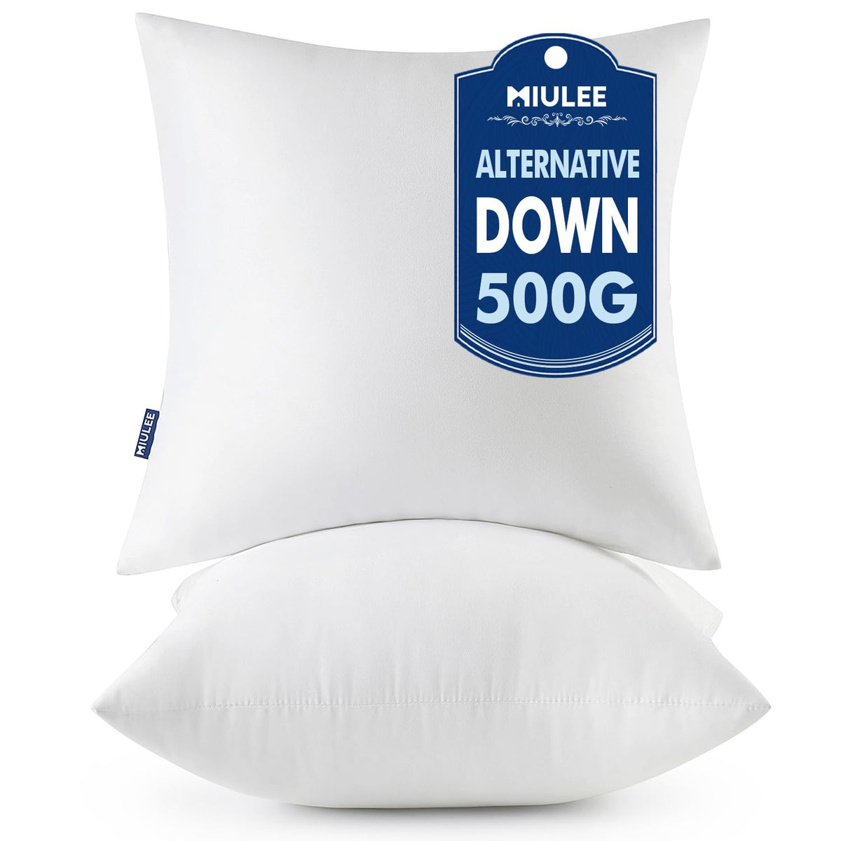 MIULEE 18x18 Throw Pillows Inserts 2 Pack, Decorative Pillows for Couch Bed | 100% Virgin Filling, Full and Fluffy, Lumbar, Back and Neck Support