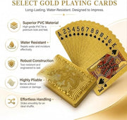Golden Dragon PVC Playing Cards, Matte Finish with Intricate Pattern on Durable Hardened Deck, Elegant Design for Poker Game Night and Party Gatherings