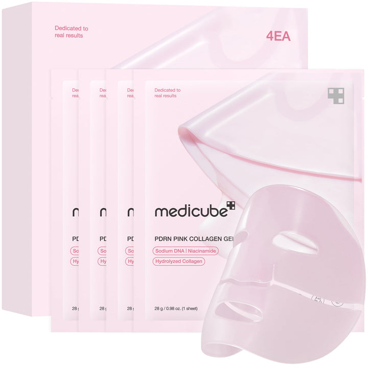 medicube Jelly Gel Mask with Salmon DNA PDRN Pink Collagen, Plump & Hydrate | Overnight Face Mask for Glass Glow Skin - Hydration, Firming, Moisturizing & Elasticity Care, Korean Skincare, 28g x 4ea