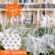ZPISF 1400 sqft Halloween Spider Webs Decorations with 150 Extra Fake Spiders, Super Stretchy Cobwebs for Halloween Decor Indoor and Outdoor