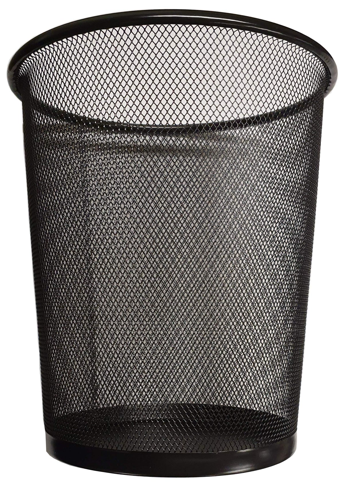DIVCHI Round Trash Can Bin - 1 Pack Black Non-Slip Mesh Bins Waste Paper Bin Sturdy Metal Bin Indoor Waste Bin for Home Bedroom Office Bathroom Living Room & Kitchen (Black)