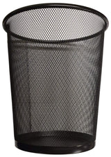DIVCHI Round Trash Can Bin - 1 Pack Black Non-Slip Mesh Bins Waste Paper Bin Sturdy Metal Bin Indoor Waste Bin for Home Bedroom Office Bathroom Living Room & Kitchen (Black)