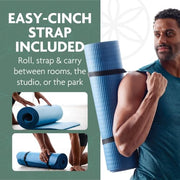 Gaiam Thick Yoga Mat, Exercise & Fitness Mat with Easy-Cinch Carrying Strap | Non-Slip NBR Foam | Joint Cushioning | Yoga, Pilates, Fitness & Floor Workouts | 72"L x 24"W
