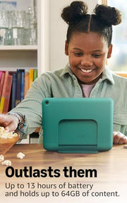 Amazon Fire HD 8 Kids Pro tablet, ages 6-12. Bright 8" HD screen, includes ad-free content, parental controls, 13-hr battery, slim case for older kids, 64GB, Hello Teal, (2024 release)