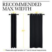NICETOWN Black Blackout Curtains for Bedroom 42" Wide x 63" Long 2 Panels | Solid Grommet Thermal Insulated Drapes, Noise Reducing, Light Blocking, Room Darkening Decor for Kitchen Window Treatments