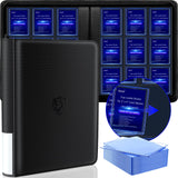 TRUGQ Toploader Binder Holds 324 Toploaders - 20 Toploaders | Waterproof PU Leather+Anti-Yellowing PP Inserts,Ridge Tab Sorting Portable top loader binder for cards For Sports/Game Cards