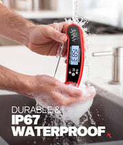 Meat Thermometer Digital, 1-2 Sec Instant Read, Food, Cooking, Grilling | Bright Backlit Display, Waterproof for Air Fryer, Smoker, Candy, Kitchen Gadgets, BBQ Essentials, Gift for Men Husband, Red