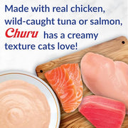 INABA Churu Cat Treats, Lickable, Squeezable Creamy Purée Cat Treat with Green Tea Extract & Taurine, 0.5 Ounces Each Tube, 50 Tubes, Tuna & Chicken Variety