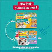 Friskies Purina Tasty Treasures Cat Food, Prime Filets Variety, (12) 5.5 oz | Chicken and tuna, chicken, ocean fish and turkey wet cat food in gravy or sauce, 100% complete & balanced for adult cats