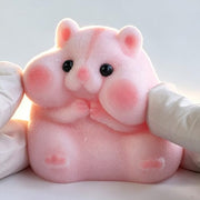 Handmade Taba Squishy Hamster Toy, Cute Squishy Stress Relief Fidget Toy | CUTE SQUEEZE Soft Non-toxic Silicone Butter Cheese Dumpling Squishy, Fuzzy Animal Sensory Toys for Kids Adults, Pink