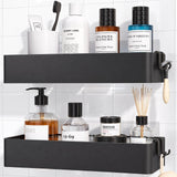 Kitsure Shower Caddy No Drilling Bathroom Organiser, Large, Black | 2 Pack Shower Caddy, Quick Drying Large Capacity Bathroom Shelf, Durable Shampoo Holder for Shower
