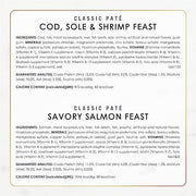 Purina Fancy Feast Seafood Classic Pate Variety Pack, 3 oz Cans, 30-Pack | Grain free wet cat food made with no artificial colors or preservatives, 100 percent complete and balanced