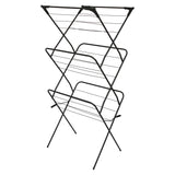 Harbour Housewares 3 Tier Foldable Clothes Airer - Indoor Outdoor Laundry Drying Rack, Steel Frame, 18 Rails, Collapsible Space Saving Clothes Horse, Portable Clothing Dryer, Black