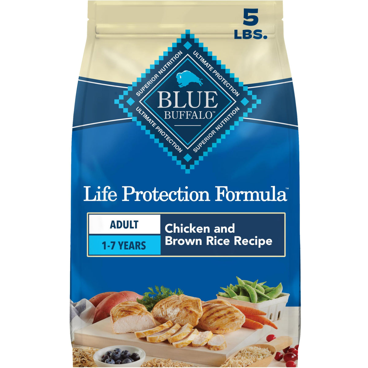 Blue Buffalo Life Protection Formula Chicken Adult Dry Dog Food, 5 lb | Real Chicken #1 Ingredient, Supports Immunity with Antioxidant-Rich LifeSource Bits, Promotes Healthy Muscle Development