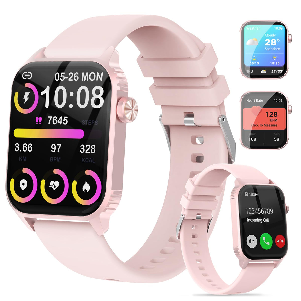 Smart Watch for Women, 120 Sports Modes Smartwatch with 1.83" HD, Alexa Built-in, Heart Rate/Sleep Monitor, IP67 Waterproof, Bluetooth Call & Music Control Fitness Watch for iPhone/Android (Pink)