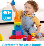 MEGA BLOKS First Builders Big Building Bag Toddler Blocks Toy Blue | 80 Colorful Pieces, Creative Open-Ended Play, Storage, Blue, Preschool Kids Ages 1+ Years, Easy to Build