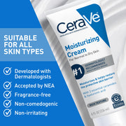 CeraVe Moisturizing Cream, Face & Body Moisturizer for Dry Skin, 19oz | Skin Care with Hyaluronic Acid, Skin Barrier Repair, Ceramide Moisturizer, Fragrance Free, Non-Comedogenic, Daily Use