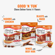 Good 'n' Fun Kabobs Long-Lasting Dog Treat Made With Real Protein, 24 oz | Premium Chicken, Pork and Beef Hide Chew, Supports Dental Health and Mental Stimulation, For Adult Dogs