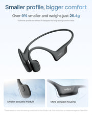 SHOKZ OpenRun Air 2 Bone Conduction Open-Ear Bluetooth Headphones，Black | Bundle with Hair Band；26.4g lightweight; Secure fit; PremiumPitch 3.0 sound; IP67; 10H battery; Running/cycling/hiking